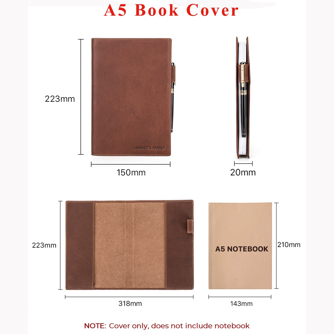

Кожаный чехол для книги Crazy Horse CF9036-A5
