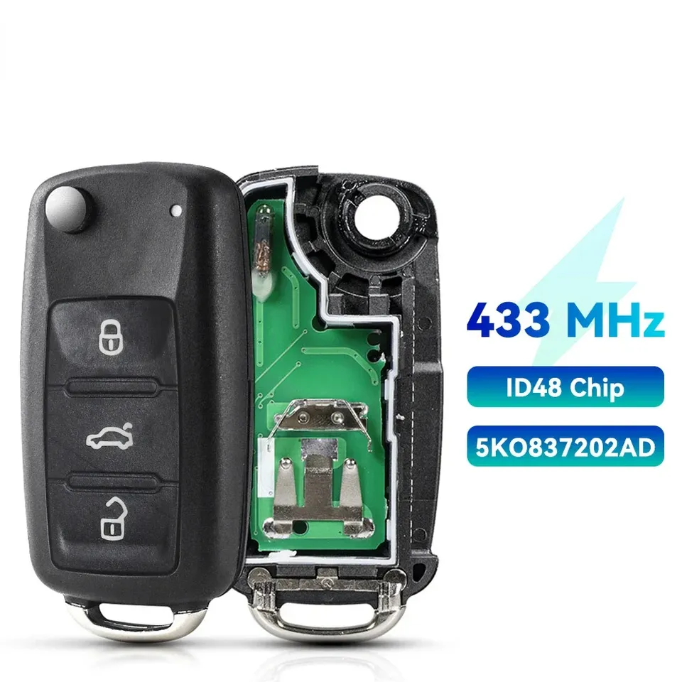 

KEYYOU для VW Golf Tiguan Polo Passat CC SEAT Skoda Mk6 Octavia Jetta Beetle дистанционный Автомобильный ключ 434 МГц ID48 чип 5K0837202AD