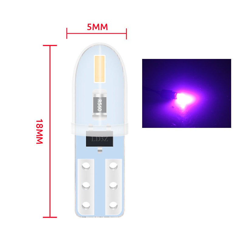

10 шт., автомобильные лампы T5 для приборной панели без полярности, 12 В постоянного тока