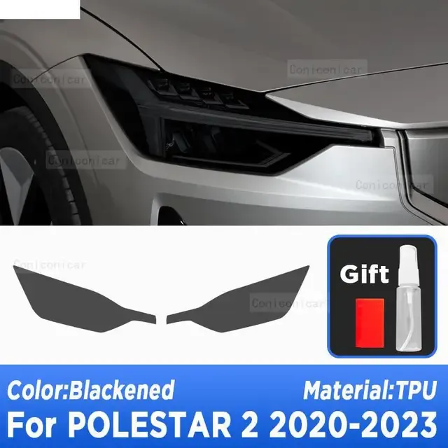 

2P для POLESTAR 2 2020-2023, автомобильные фары, черный дымчатый оттенок, виниловая защитная пленка, прозрачная наклейка из ТПУ, аксессуары, крышка, исцеление