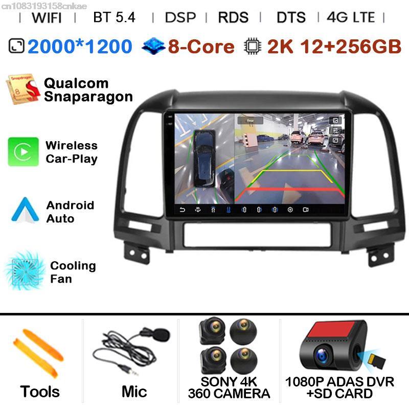 

Автомобильный радиоприемник Android 14, мультимедийный плеер, GPS-навигация для Hyundai Santa Fe 2 2006-2012, головное устройство 4G Carplay DSP NO 2din