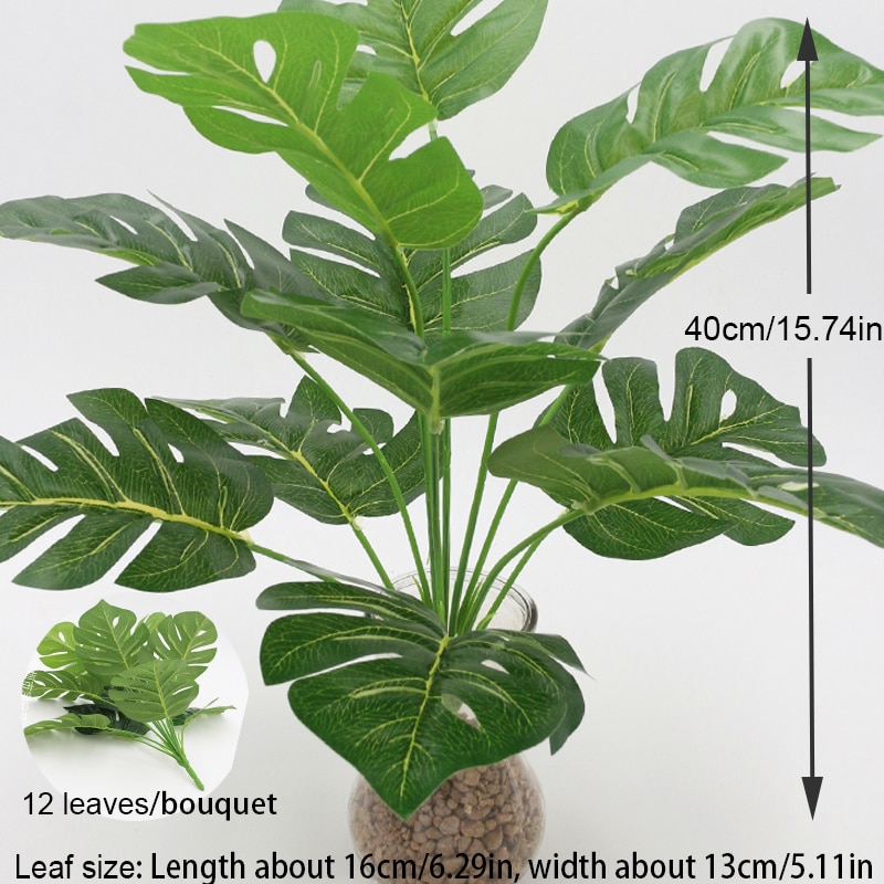 

Искусственные пальмовые листья Monstera, зеленый пластик, Tenvity