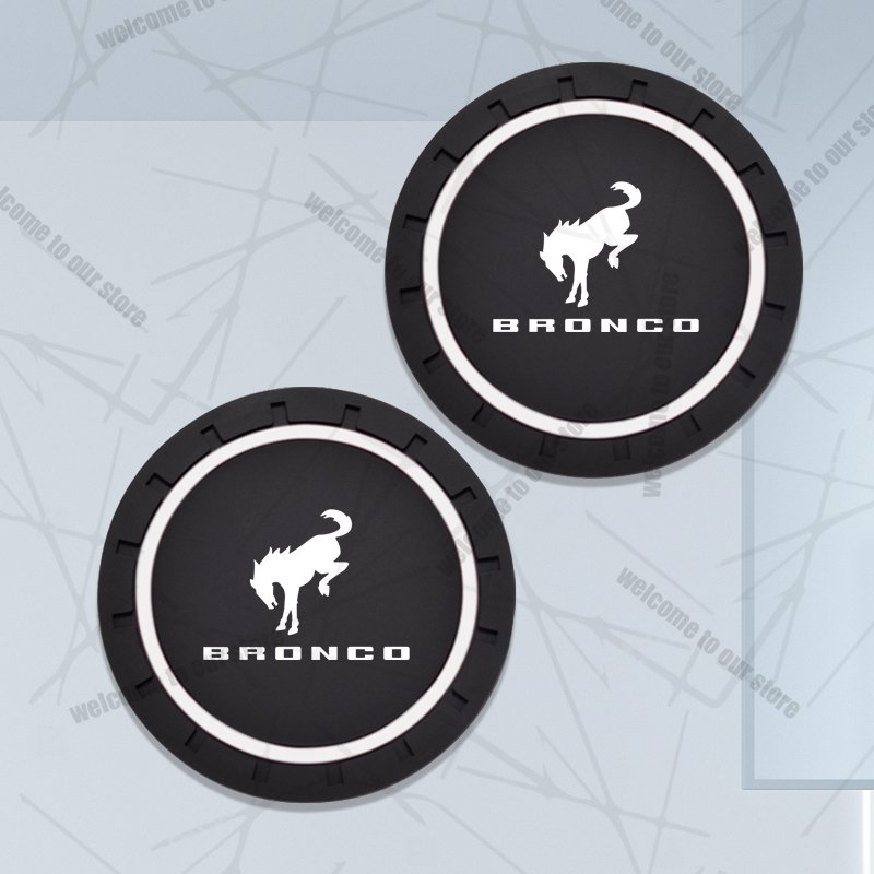 

2pcs/1set For Ford Bronco Sport Emblem ST RS Line Car Coaster Waterproof Non-Slip Rubber Mat Water Cup Slot Decorate Accessories