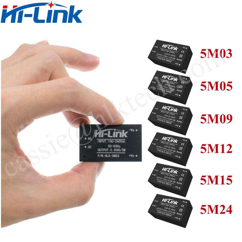 

Импульсный источник питания Hi-Link HLK-5M03/5M05/5M09/5M12/5M15/5M24 110/220В 3.3/5/9/12/24В