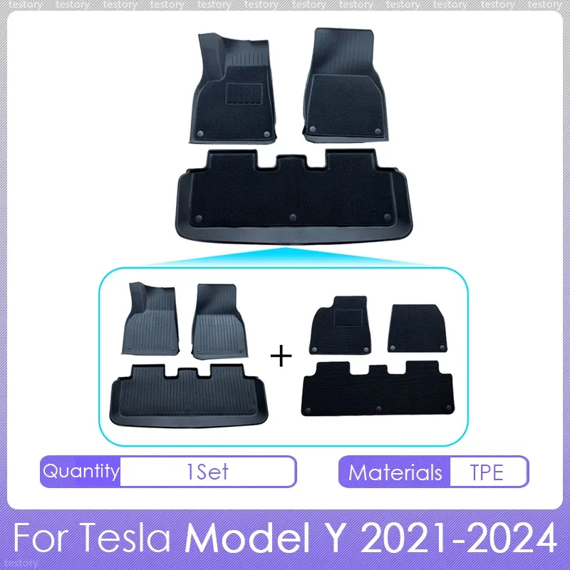 

Коврик для пола с ковром для Tesla Model Y 2024, аксессуары, водонепроницаемый противоскользящий напольный коврик из ТПЭ для модели Y 2021-2024