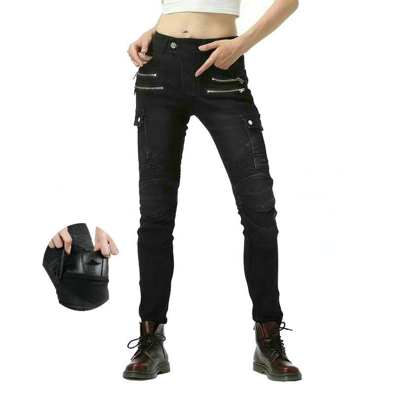 

Loong Biker женские мотоциклетные брюки рыцарь повседневные повседневные джинсы для женщин модные маленькие тонкие защитные брюки черные