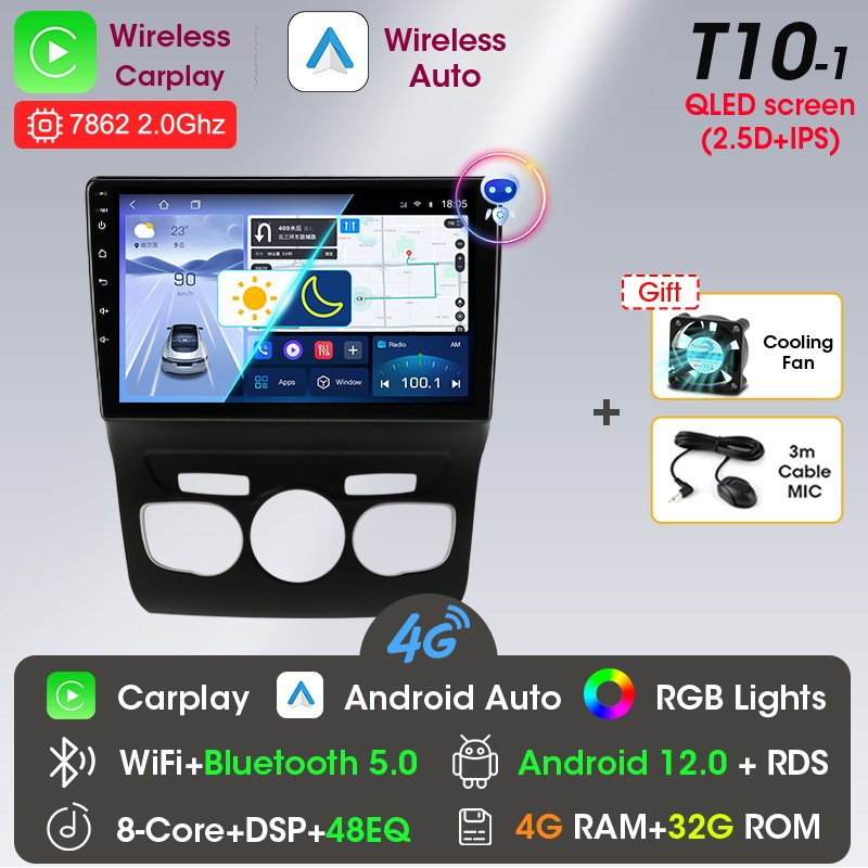 

Автомагнитола Srnubi на Android 12 Carplay для Citroen C4 B7 2013 2014 2015 2016 мультимедийный плеер 2 Din WIFI RDS стерео DVD