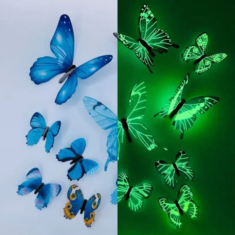 

3D светящиеся наклейки на стену бабочки 12 шт.