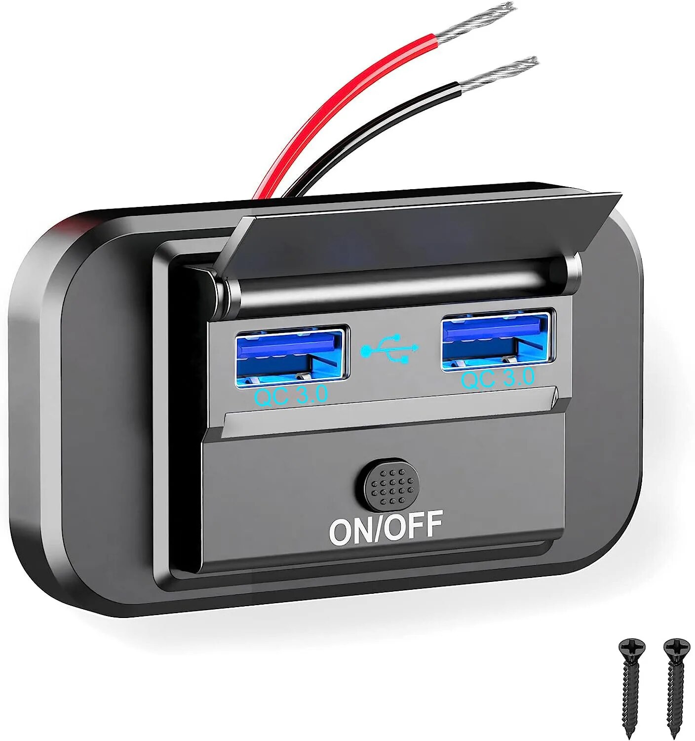 

Быстрая зарядка QC3.0 PD Type C, два USB-порта, автомобильное зарядное устройство, адаптер 12 В/24 В, USB-питание с переключателем для морского мотоцикла