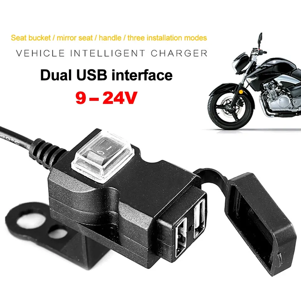 

Двойное USB-зарядное устройство для мотоцикла с переключателем ВКЛ/ВЫКЛ, водонепроницаемое зарядное устройство для телефона на руле мотоцикла, розетка для быстрой зарядки