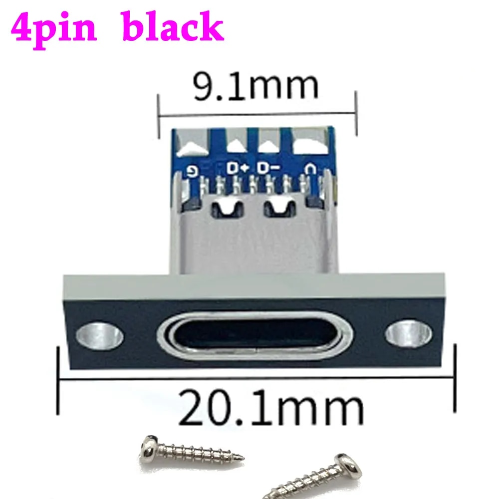 

100 шт., 2pin/6pin 3/5A USB 3.1 Тип C разъем с винтовой КРЕПЕЖНОЙ ПЛАСТИНОЙ Тип C USB разъем 3.1 Тип C разъем мама черный белый разъем