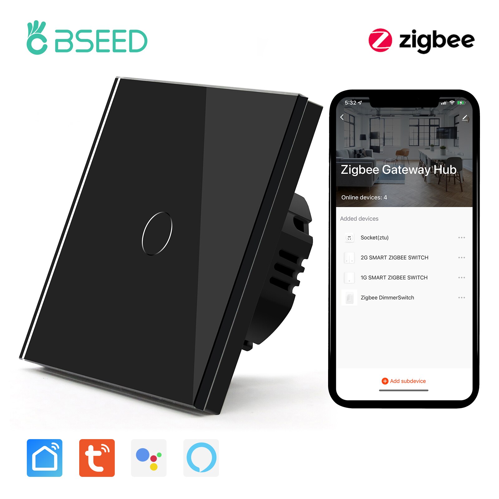 

Сенсорные выключатели BSEED Zigbee 1/2/3 клавиши