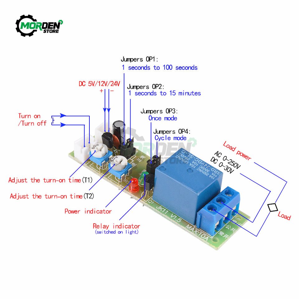 

Реле таймер Aideepen DC5V 12V 24V