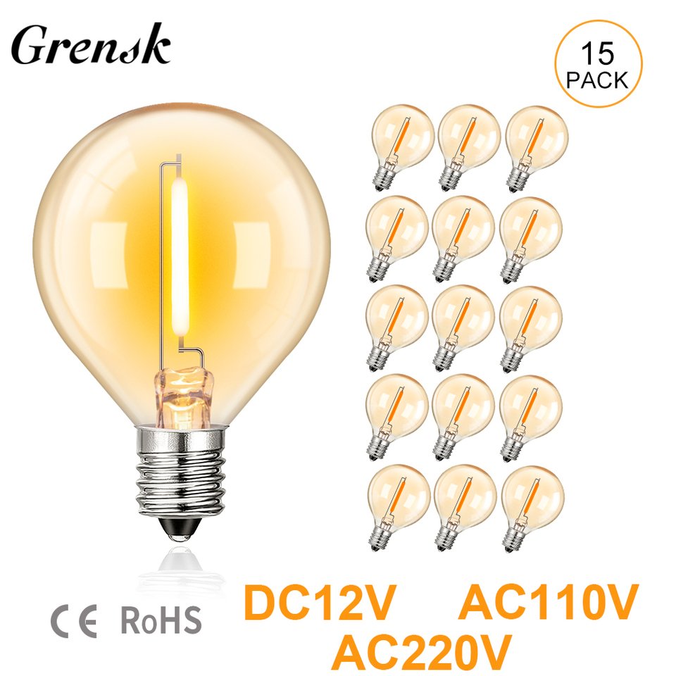 

Светодиодная лампа Grensk G40 янтарного цвета 1 Вт E12 теплый белый