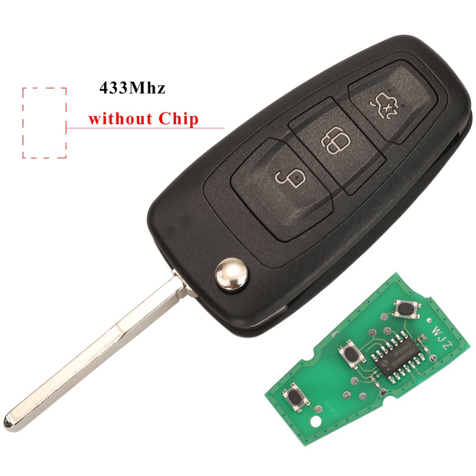 

Jingyuqin 3 кнопки 4D63 4D60 чип 433 МГц ASK Флип брелок для Ford C-Max Focus Fiesta Mondeo пульт дистанционного управления HU101 Blade