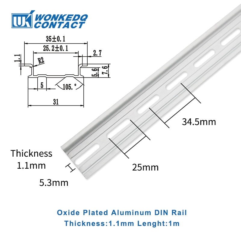

DIN-рейка WONKEDQ NS35-S-1.0 NS35-AL-1.5 стальная/алюминиевая 1/1.5 мм