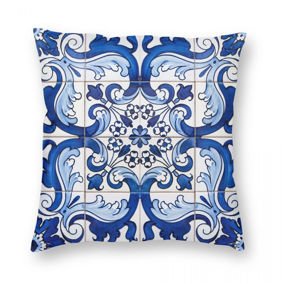 

Декоративная наволочка Lisbon Blue Azulejo из полиэстера и льна