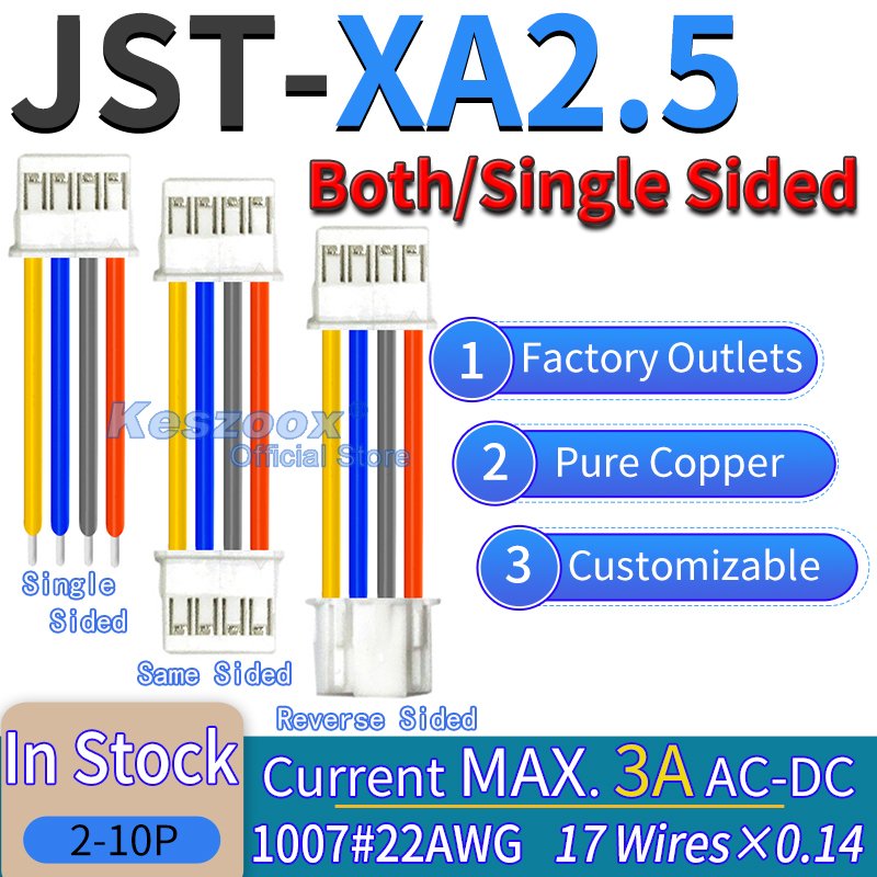 

JST XA2.5mm Разъем для проводов 2/3/4/5/6/7/8/9/10/11/12Pin Обжимные клеммы для кабеля Блок разъемов 22AWG Медный провод XAR2.5