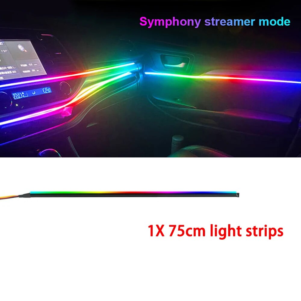 

Запчасти для окружающего освещения RGB Symphony, 64 цвета, 35 см/75 см/110 см, светодиодная лента, атмосферная лампа, автомобильные аксессуары