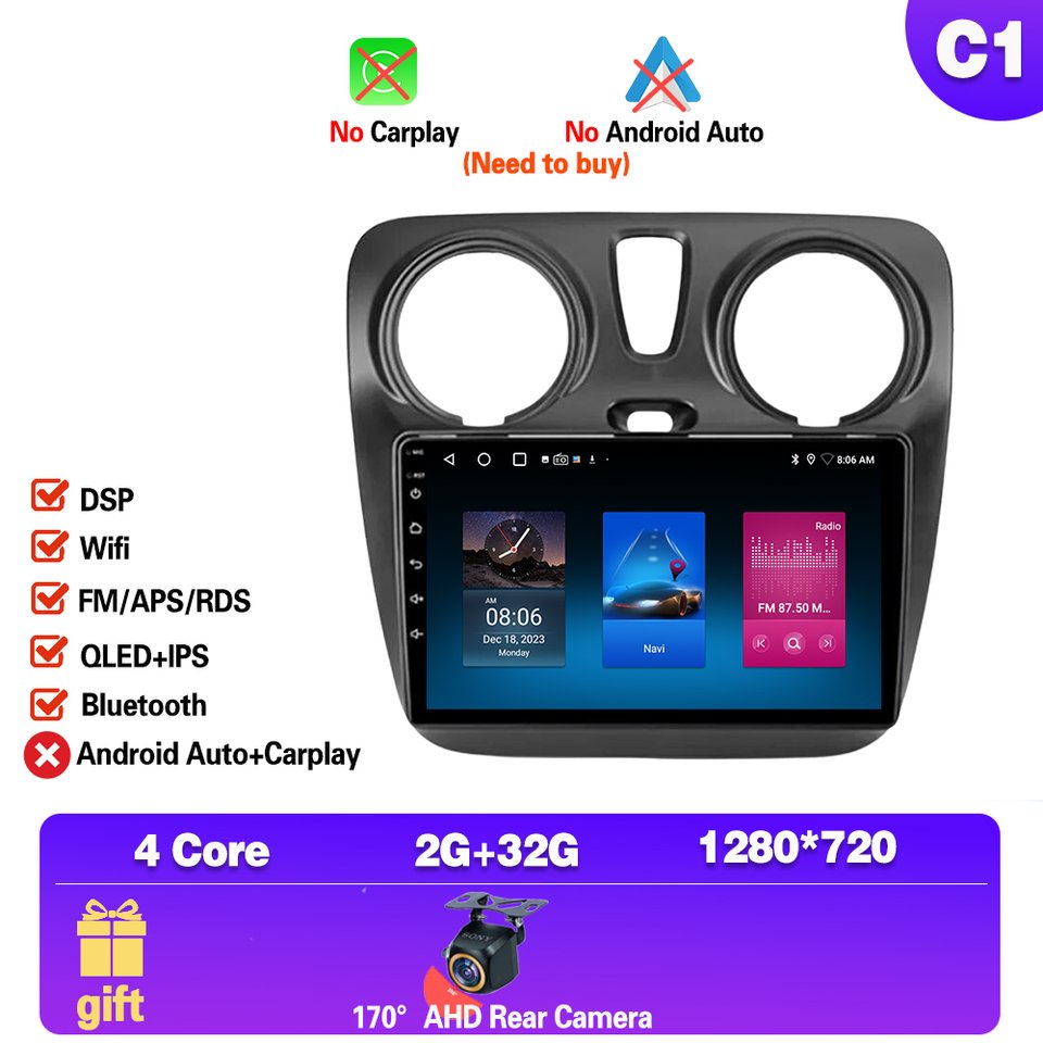 

Автомобильное радио Android 15 Carplay для Renault Lodgy 2021 Dokker 2012-2020 android Авто GPS Мультимедийный плеер WiFi 4G BT