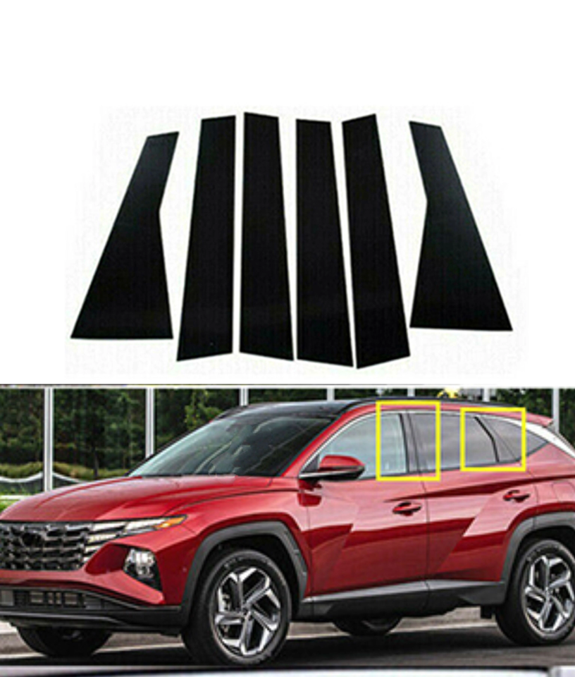 

Глянцевые черные стойки, подходят для Hyundai Tucson NX4 2022-2023, наклейка на автомобильные двери и окна, наклейка, отделка крышки, автомобильные аксессуары