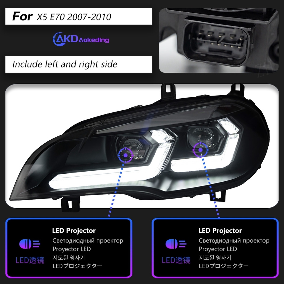

Автомобиль для BMW X5 E70 2007-2013 фары DRL Hella светодиодный Bi ксеноновая лампа Противотуманные фары автомобильный аксессуар E70 передняя фара