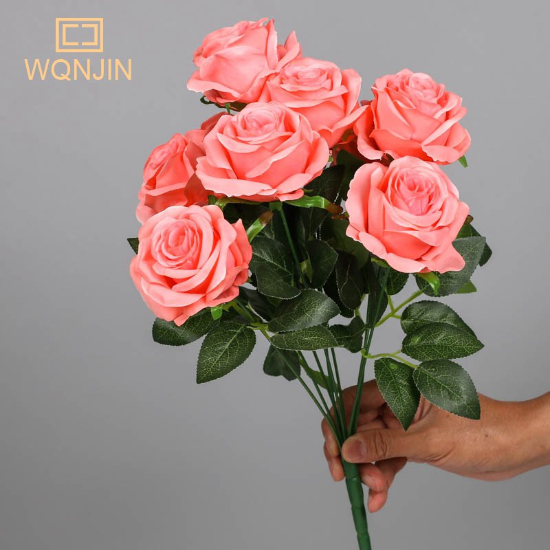 

Искусственные розы WQNJIN 9-головочные
