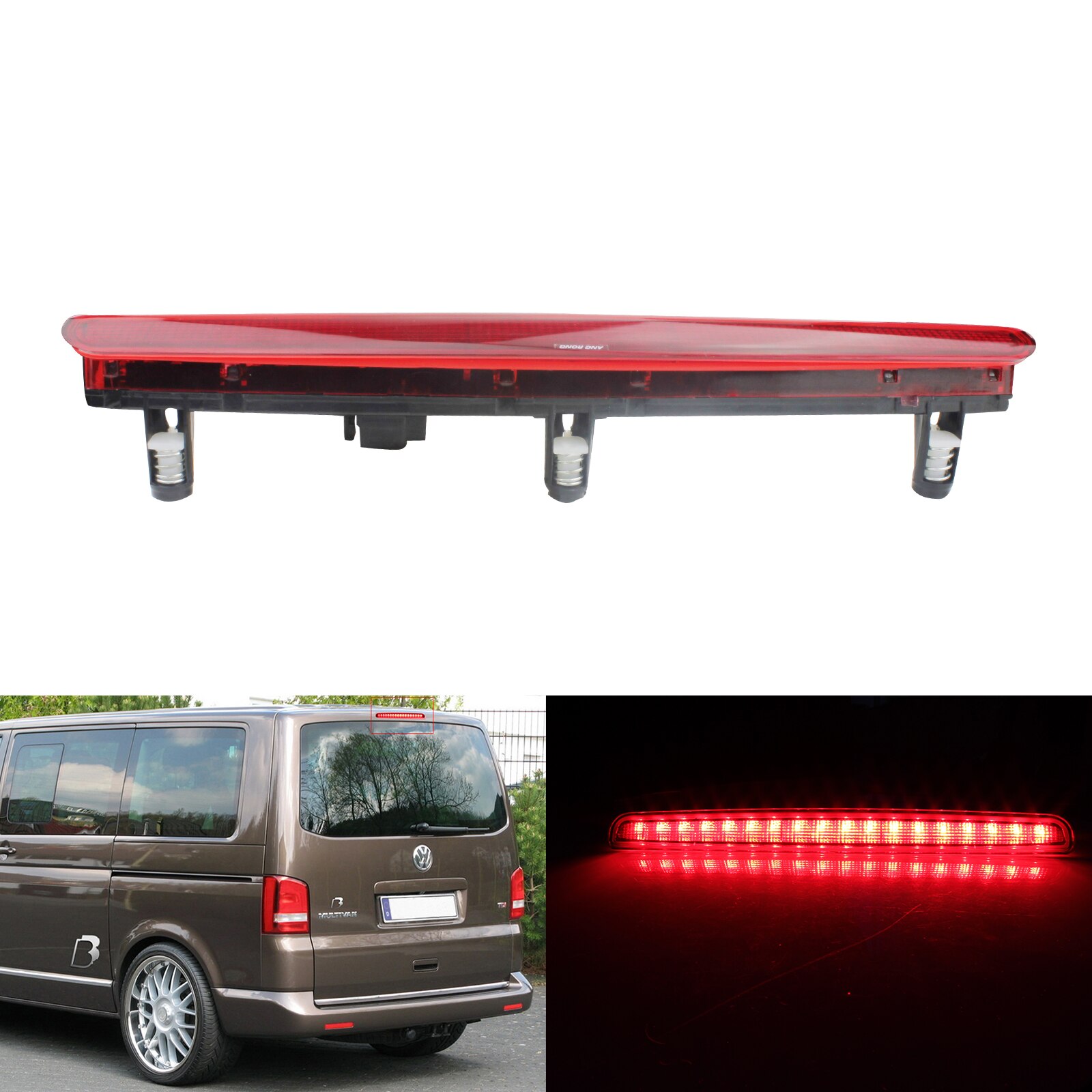 

ANGRONG 1x18 SMD задний фонарь светодиодный стоп-сигнал высокого уровня для Volkswagen VW T5 TRANSPORTER/MULTIVAN/CARAVELLE 03-15 красные линзы