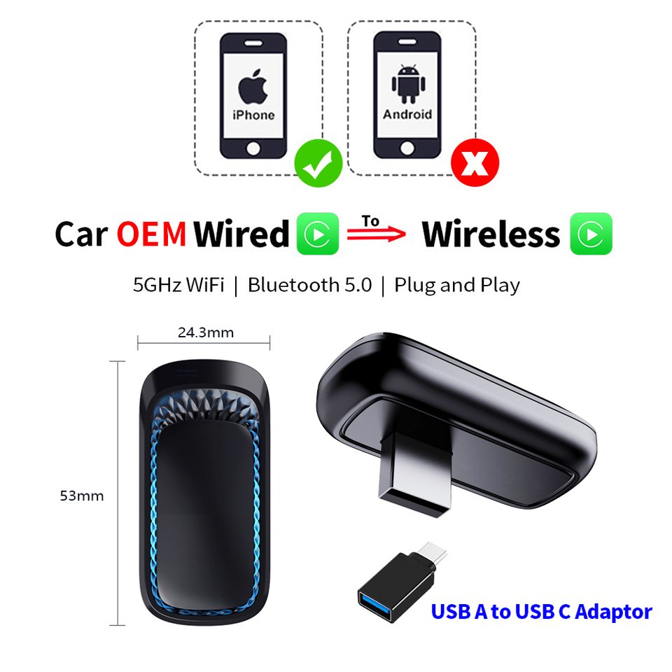 

Беспроводной Адаптер EKIY CarPlay Dongle 2in1 Android Auto AI Smart Box Для Автомобильной Интеллектуальной Системы С Проводны...