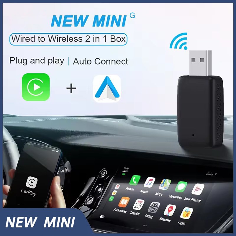 

2в1 Wireless Carplay и Android Auto Box 2в1 Проводной к беспроводному ключу Адаптер автоматического подключения Bluetooth Plug & Play Mini Box