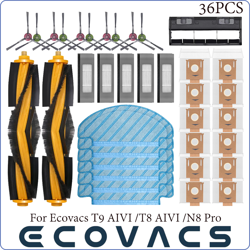 

ECOVACS Deebot T8 AIVI T9 AIVI N8 Pro AIVI N9 N10 N10 Plus Аксессуары Основная щетка, боковая щетка, фильтр, мешок для пыли, фильтр Hepa