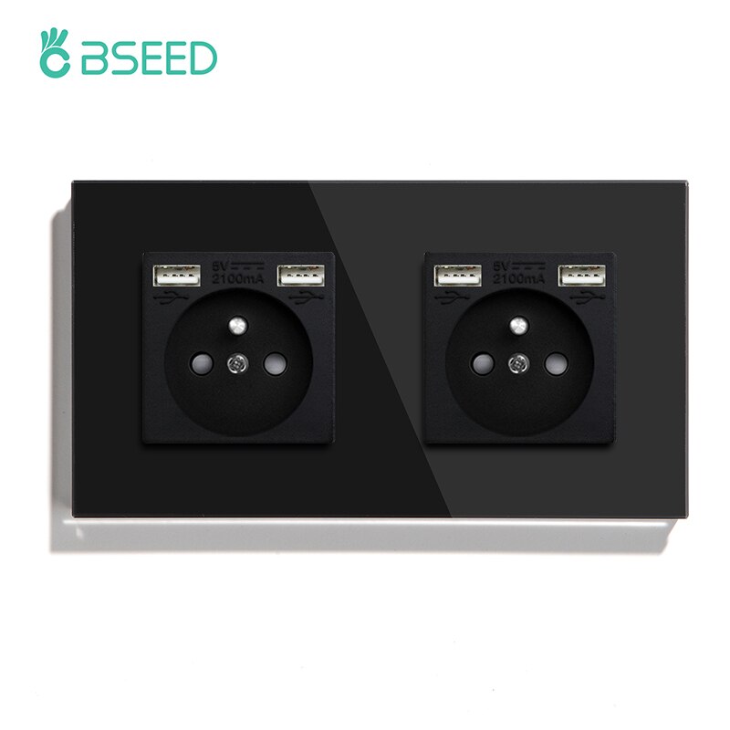 

Розетки BSEED с USB, стеклянная рамка