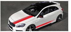 

Автомобильные наклейки W204 W205 гоночные полосы, боковые юбки на двери, виниловые наклейки для Mercedes Benz A B C Class C43 C63 AMG, аксессуары