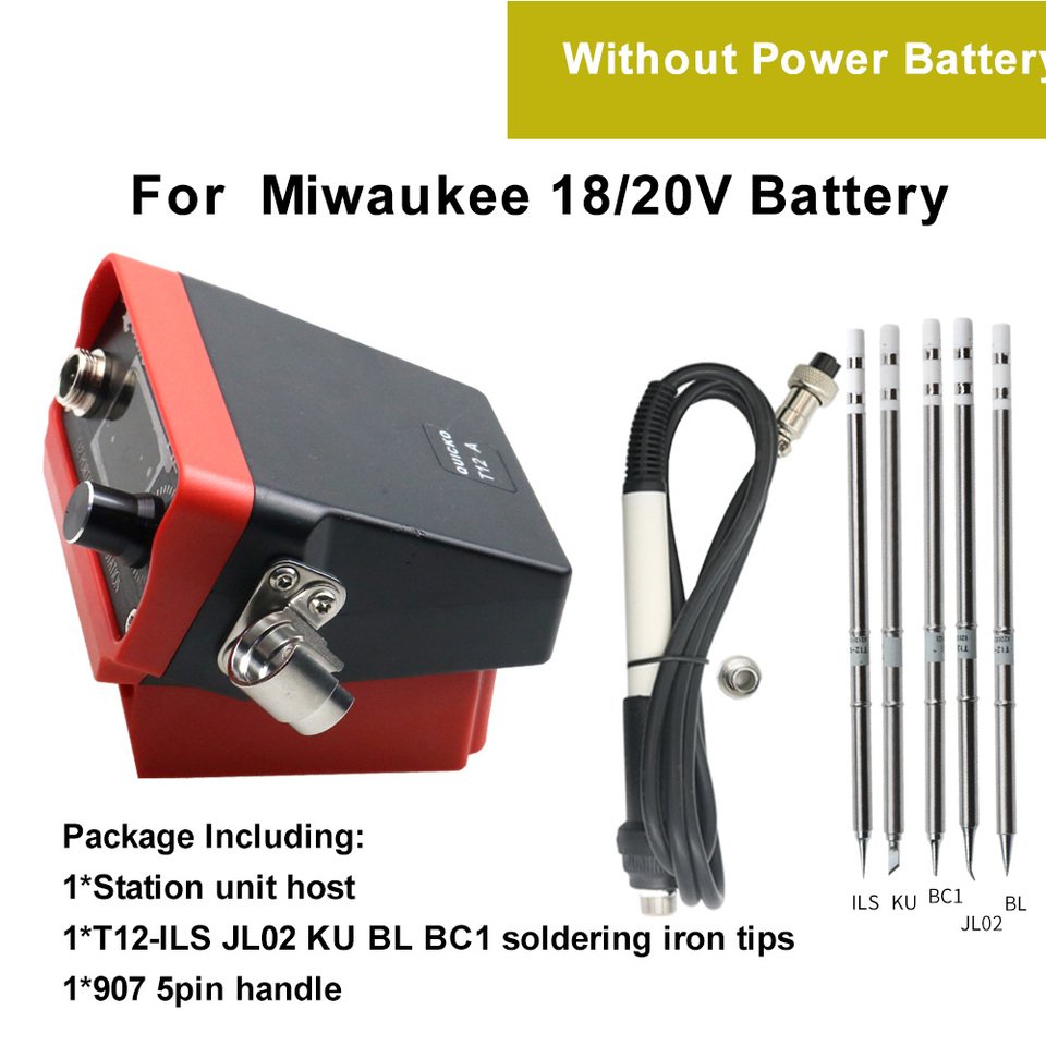 

QUECOO T12-A беспроводная паяльная станция для аккумуляторов Makita/Dewalt/Milwaukee/Worx 18/20 В