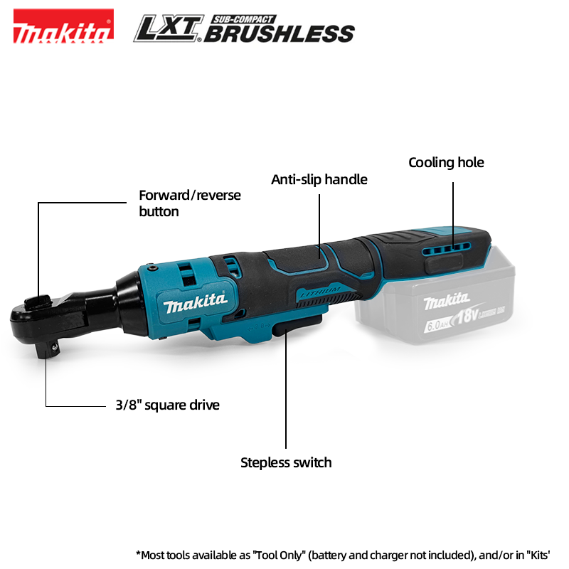 

Makita 10 мм бесщеточный трещотка прямоугольный ключ аккумуляторный отвертка многофункциональный силовой ключ с переменной скоростью светодиодный 18 В электроинструменты