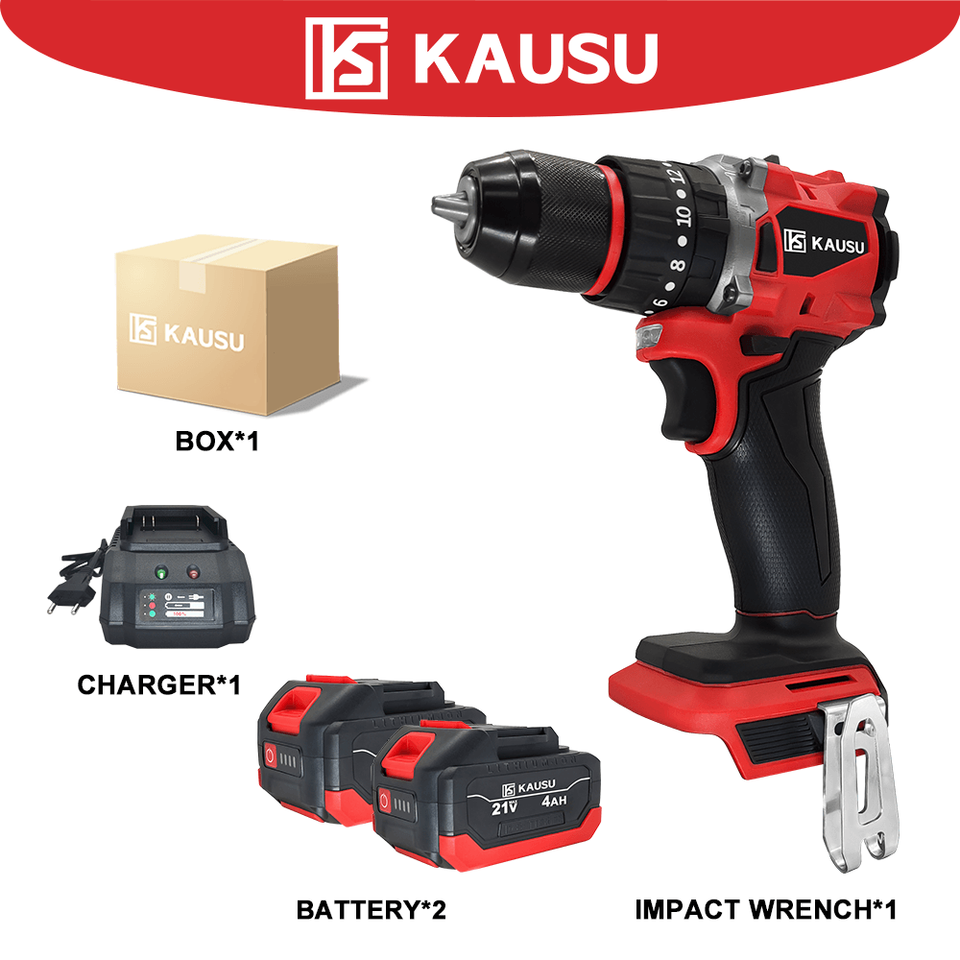 

Бесщеточная ударная дрель KAUSU 10 мм, 20+3 режима, для аккумулятора Makita 18 В