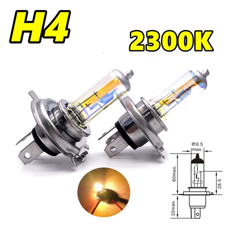 

2 шт. H4 фары 2300K P43t галогенная лампа замена обновления 12 В 60/55 Вт супер желтый дождь и противотуманный свет автомобильные лампы