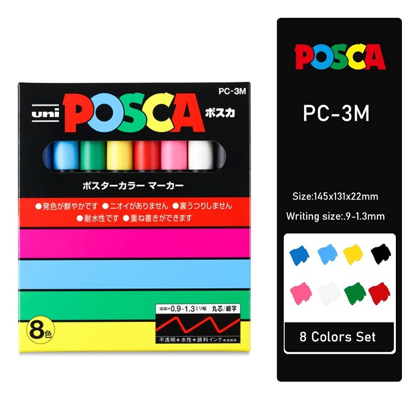 

Набор маркеров Uni Posca 7/8/12/15 цветов
