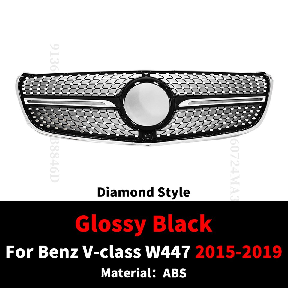 

GT Diamond Style Передняя решетка радиатора, решетка бампера, сетка для Mercedes Benz V Class W447 2015-2023, тюнинговая решетка аксессуаров