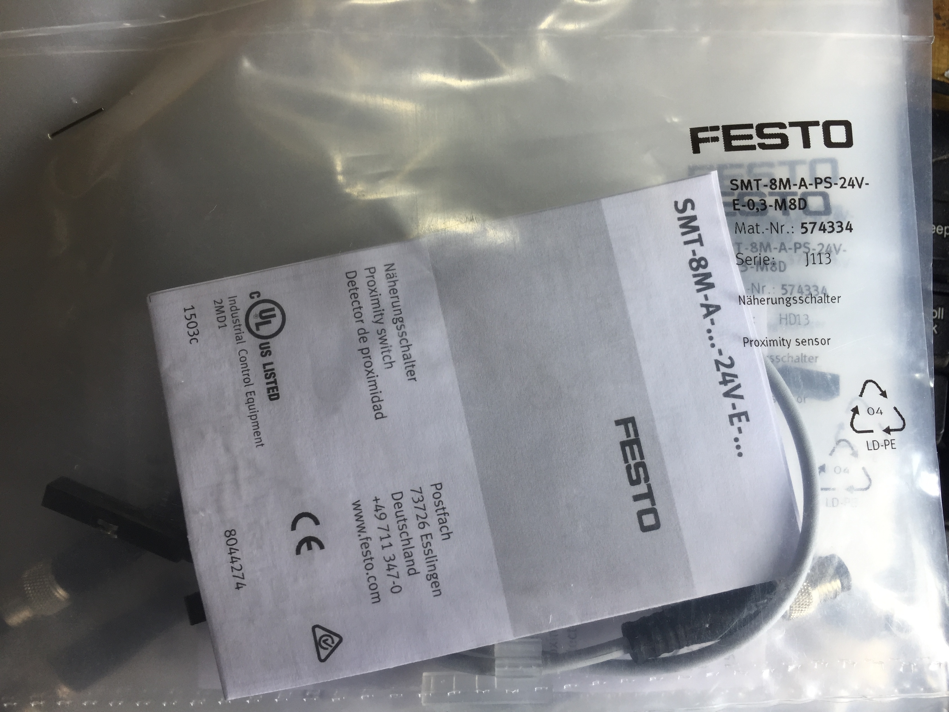 

Датчик приближения SMT-8M-A-PS-24V-E-0.3-M8D
