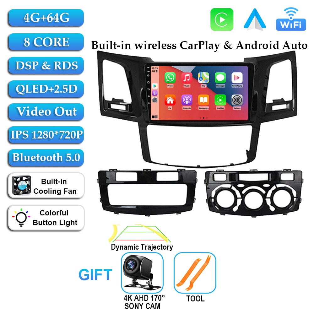 

Автомагнитола 2 Din на Android 14 для Toyota Fortuner Hilux MT 2007, 2008, 2012, 2014, 2015, мультимедийный видеоплеер, GPS-навигация, DSP