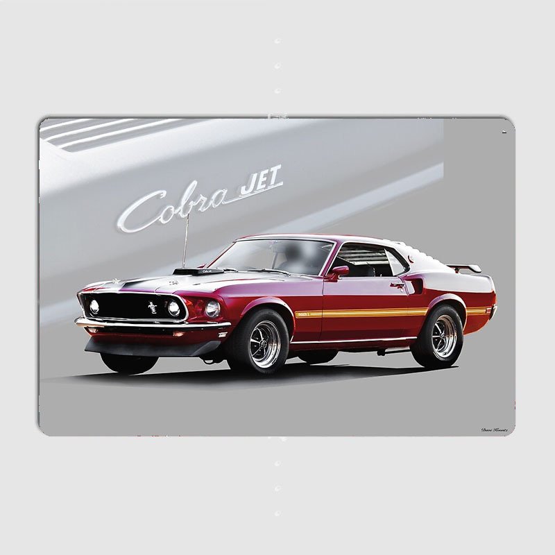 

1969 Mustang Mach 1 «Cobra Jet» винтажный классический спортивный автомобиль постер металлическая жестяная вывеска домашний декор украшение стены барной комнаты