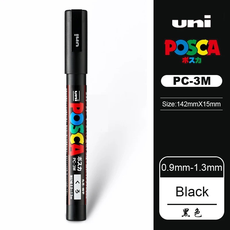 

UNI POSCA Акриловые Маркеры PC-1M/3M/5M Белый Черный Золотой Серебристый