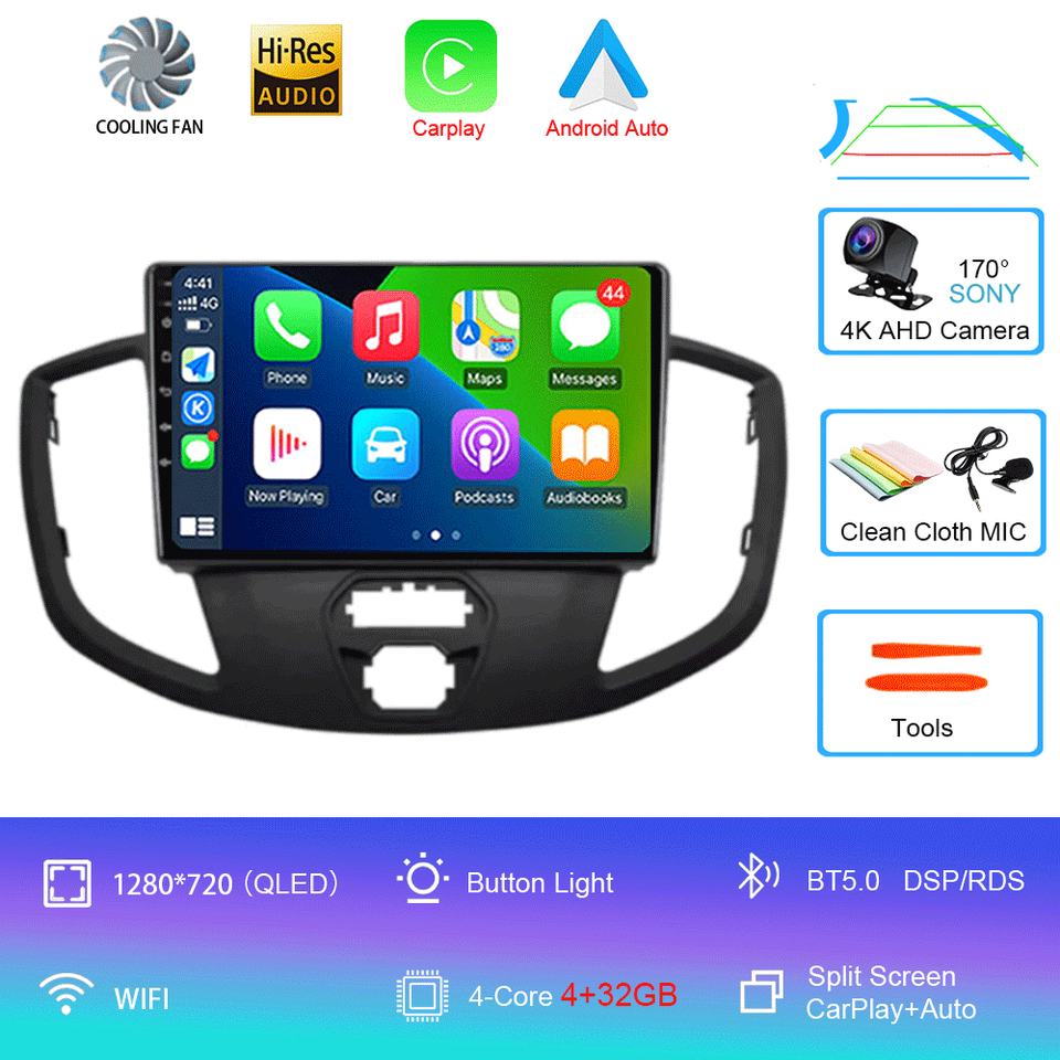

Android 14 Wireless Carplay e Auto WIFI + 4G на Ford Transit 2015 2016 2017 2018 авторадио lettore видео мультимедиа Стерео 2d
