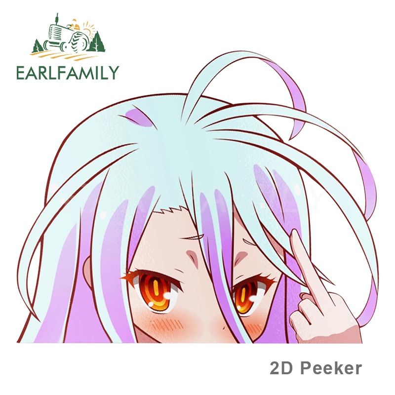 

EARLFAMILY Автомобильная наклейка для Shiro No Game No Life Peeker с большой головой аниме виниловая наклейка на заднее ветровое стекло автомобильные аксессуары
