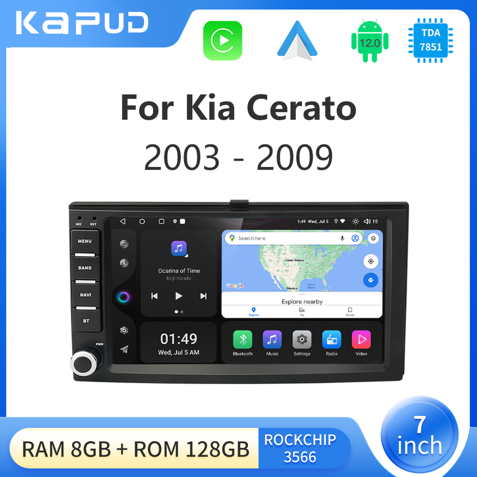 

Мультимедийная магнитола Kapud для Kia, стерео-система на Android 12, с 7 "экраном, GPS, Навигатором, для Kia Cerato, Sportage, Forte, Spectra, Morning, CarPlay