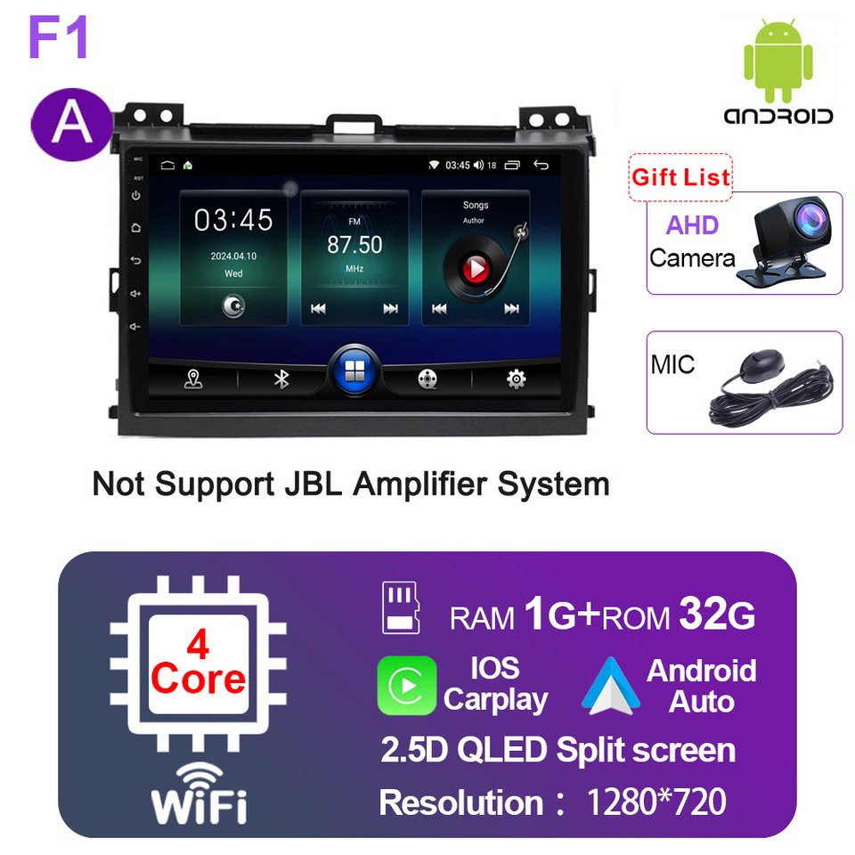 

Автомобильный радиоприемник Android 14 для Toyota Land Cruiser Prado 120 2004-2009, мультимедийный стереоплеер, GPS-навигация, Carplay, 2Din, головное устройство