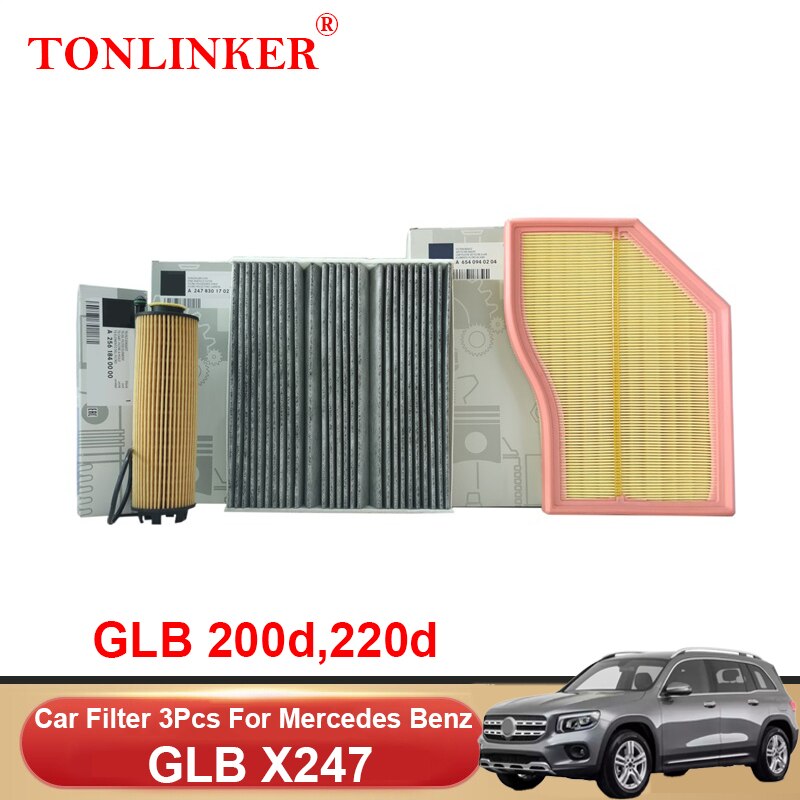 

Воздушный фильтр TONLINKER для салона, масляный фильтр для Mercedes Benz GLB X247 200 250 200d 220d 2019 2020 2021 2022, автомобильные аксессуары, товары
