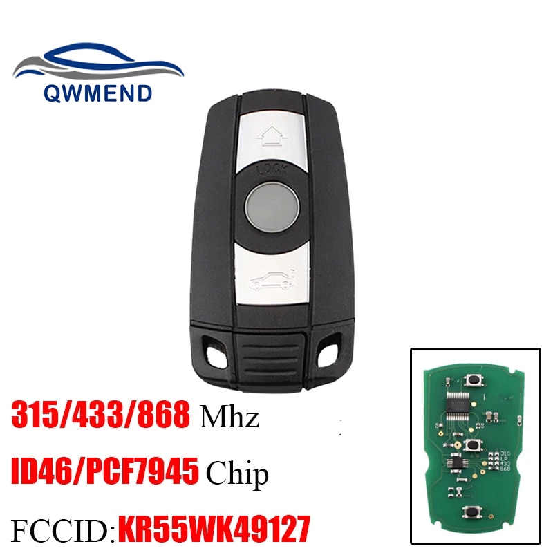 

Автомобильный ключ дистанционного управления QWMEND KR55WK49127 для BMW 1/3/5/7 серии CAS3 X5 X6 Z4 315/433/868 МГц смарт-Автомобильный ключ PCF7945 чип ID46