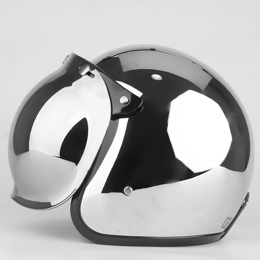 

Мотоциклетный шлем с открытым лицом винтажный Kask шлем хромированный серебристый Ретро шлем пилот Jet Moto 3/4 полуcasco